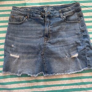 Girls Wonder Nation L (10/12) distressed denim skirt. So good!!